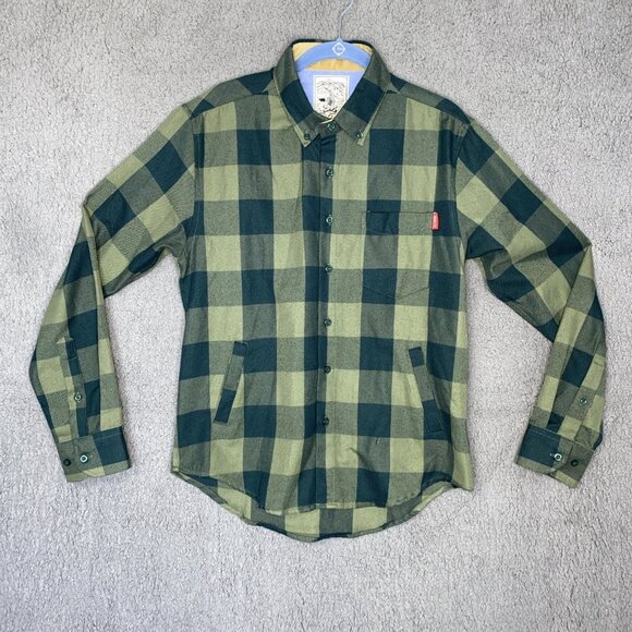 Rsvlts Flannel Green Men's Sz S Camping Outdoors Hiking Button Up - Picture 1 of 9